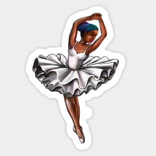 African America ballerina with rainbow corn row hair style #003 - brown skin ballerina Sticker